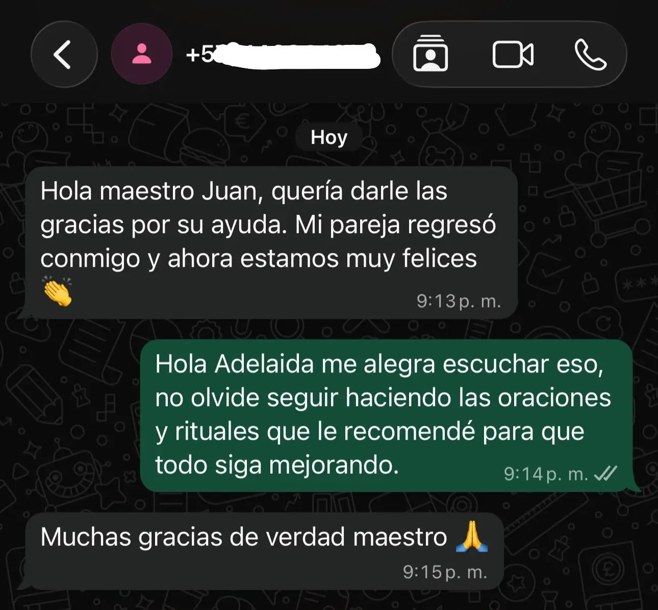 Testimonio de limpieza